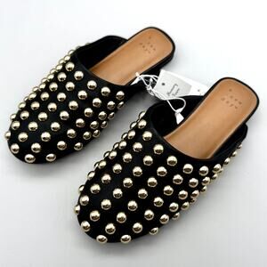 A New Day Black and Gold Studded Loafers